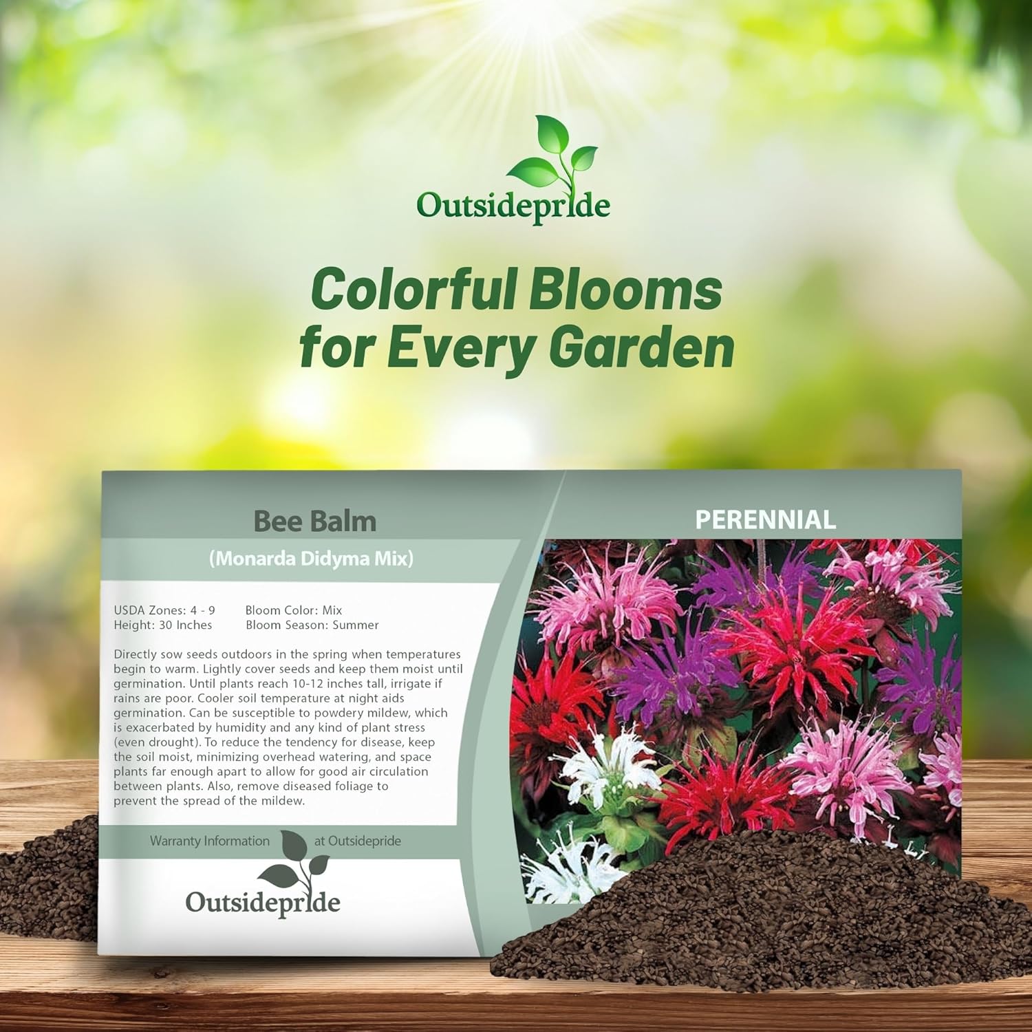 Bee Balm Garden Flower Seed Packet