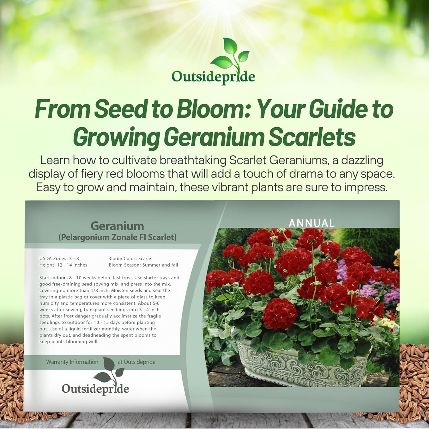 Geranium Scarlet Seed Packets