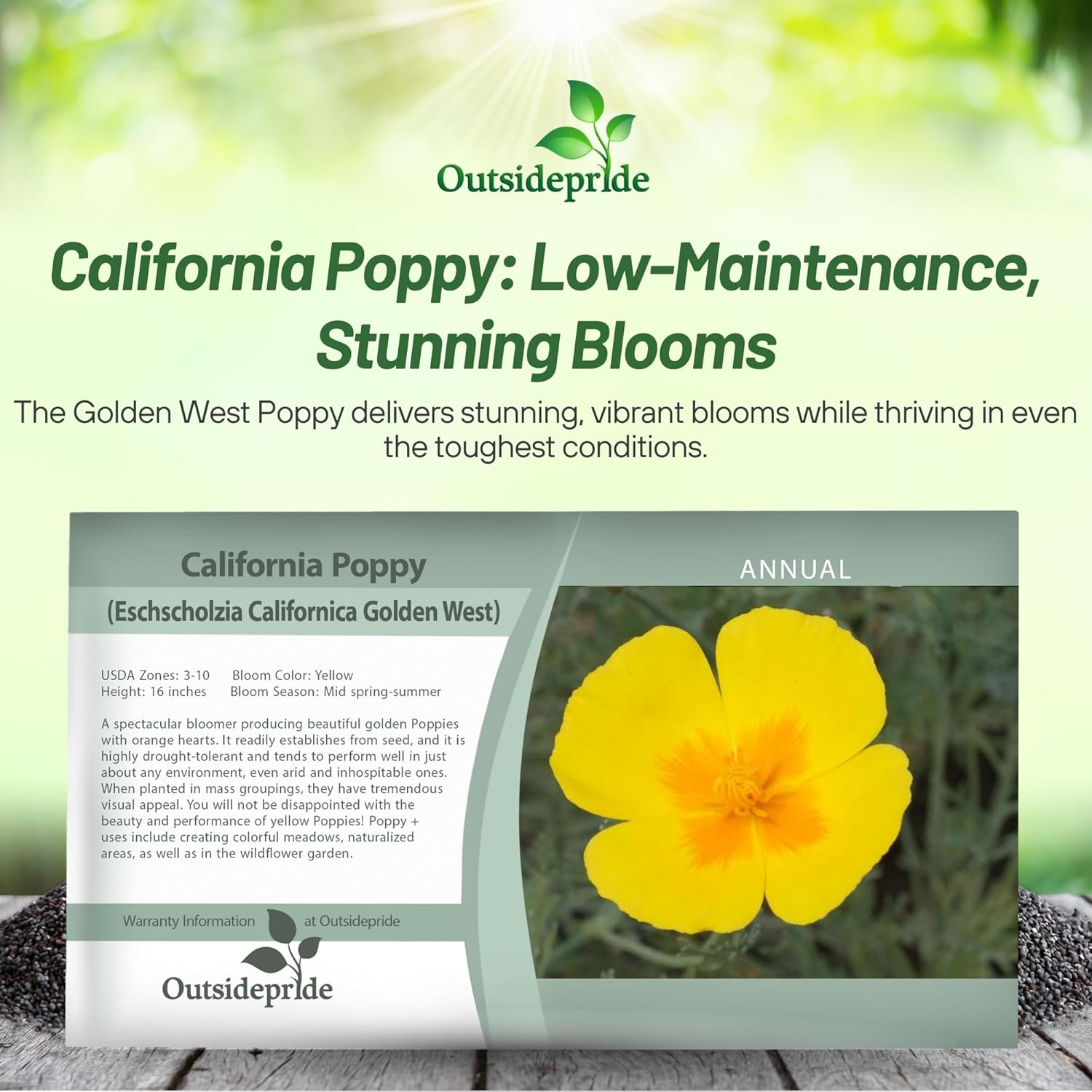 Eschscholzia Poppy Golden West Seed Packet