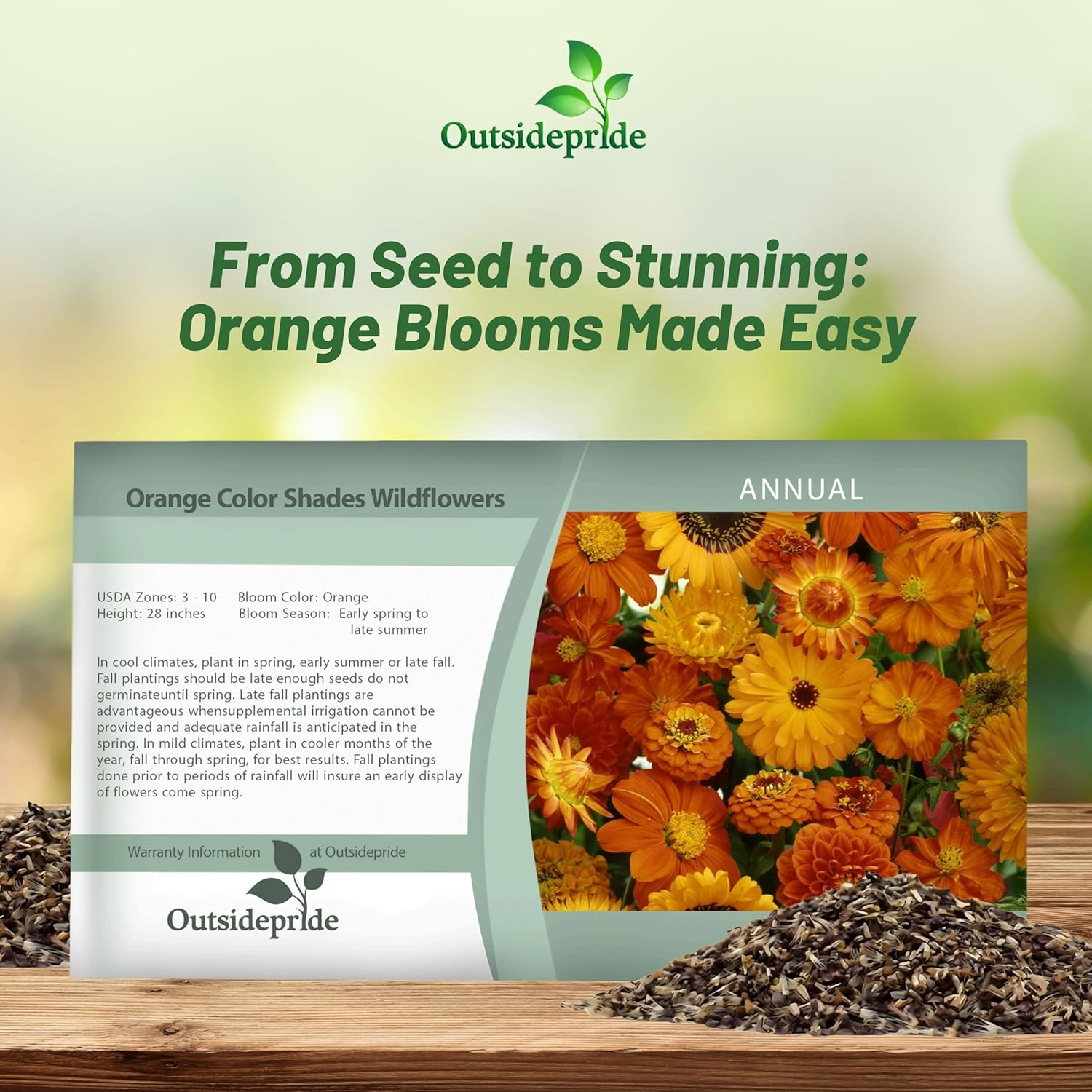 Orange Flowers Seed Packet 