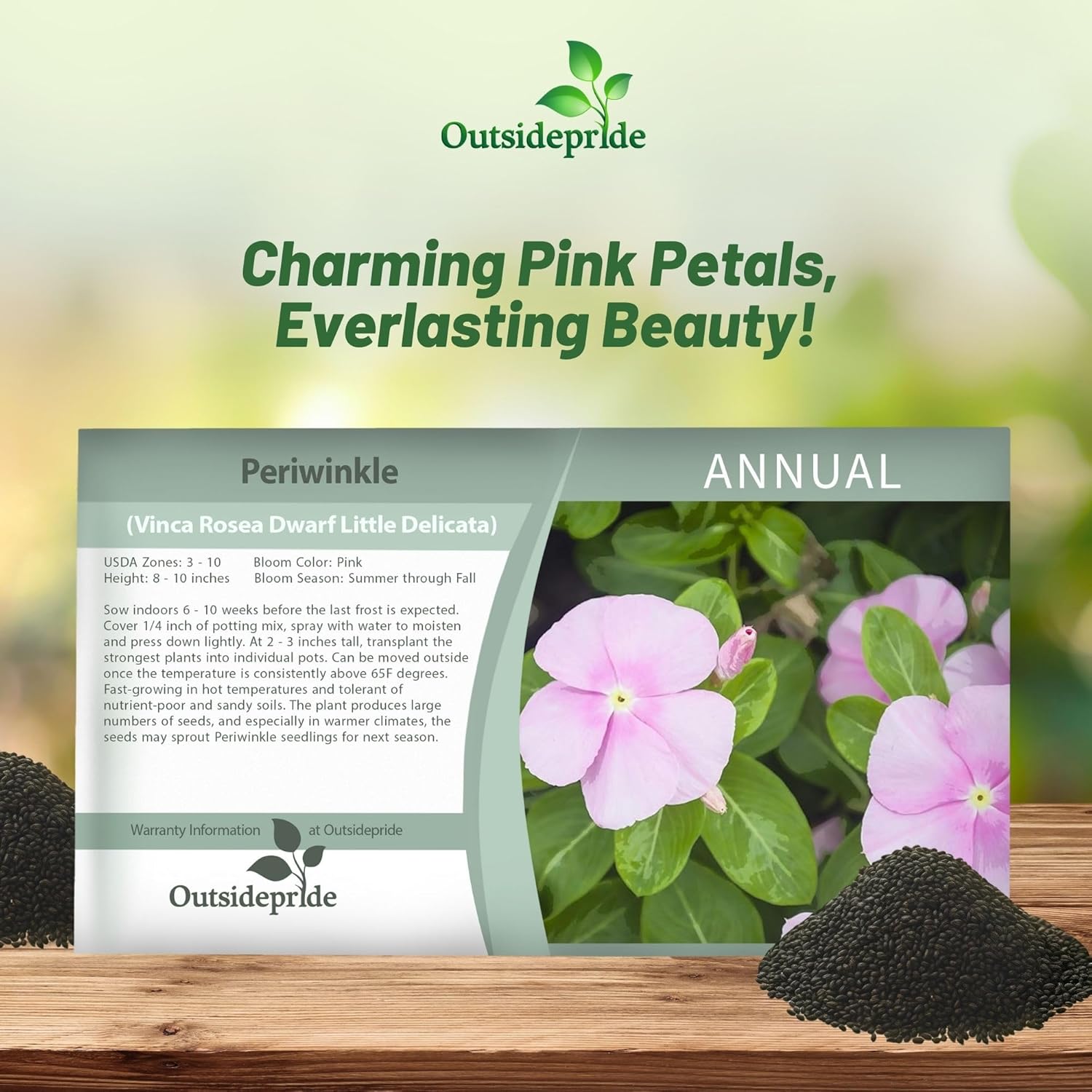 Vinca Rosea Pink Dwarf Seed Packet