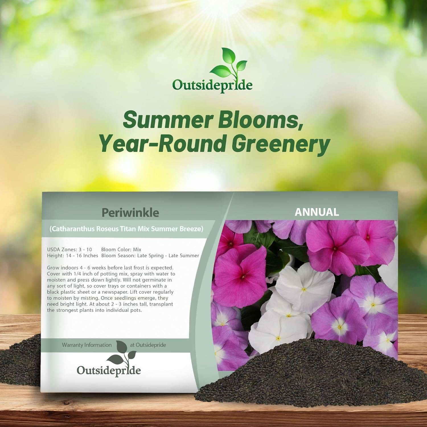 Vinca Titan Seed Summer Breeze Seed Packet