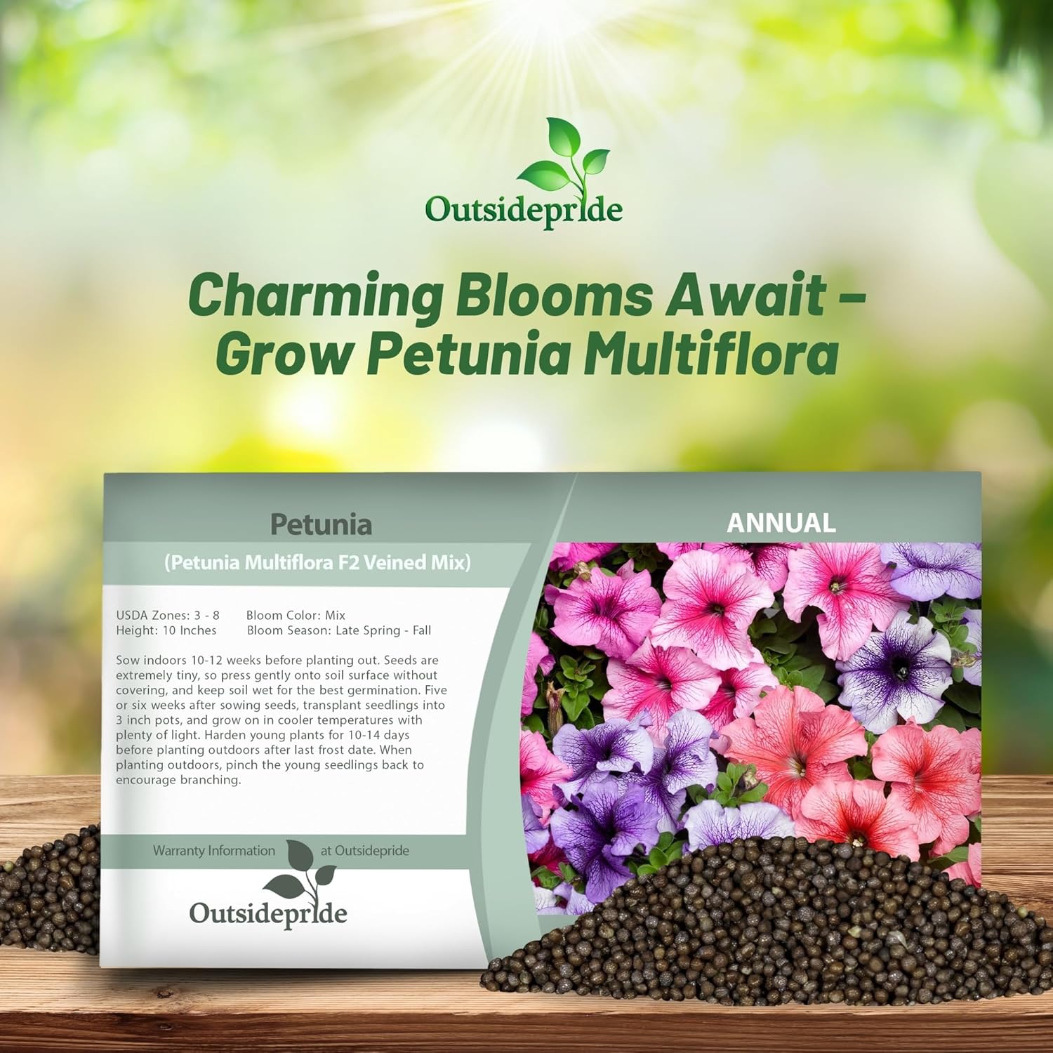 Petunia Multiflora Veined Flower Seed Packet