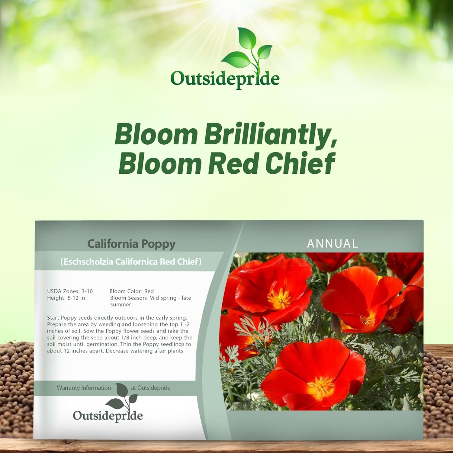 California Poppy Red Chief Seed Packet