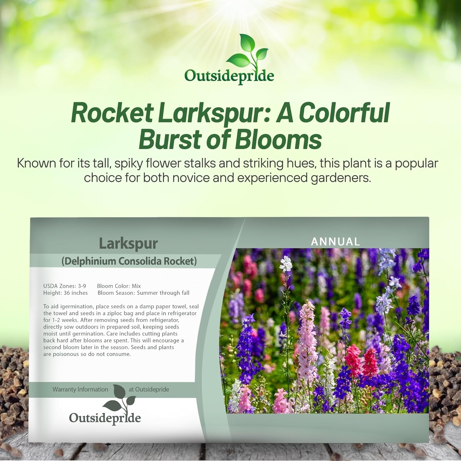 Rocket Larkspur Wildflowers Seed Packet