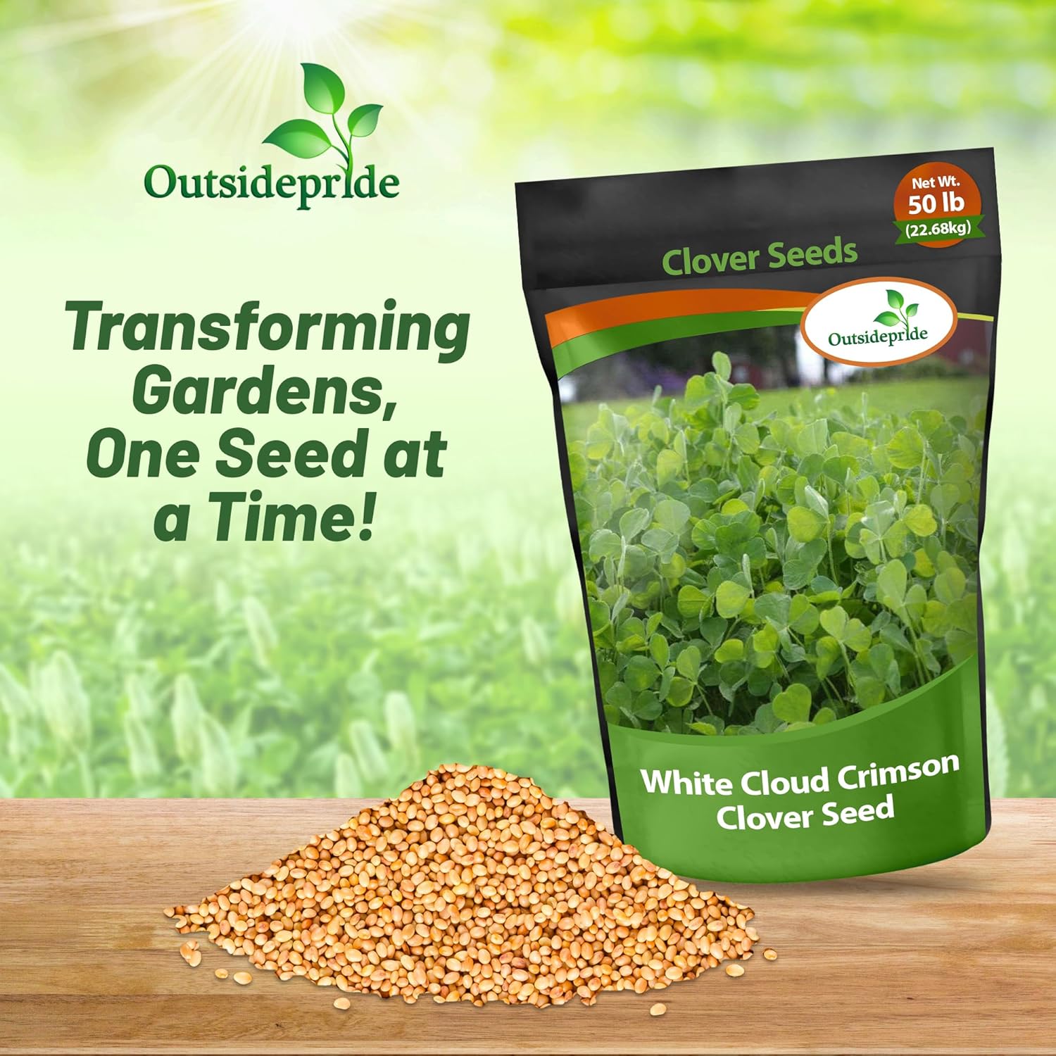 White Cloud Crimson Clover Seed Bag