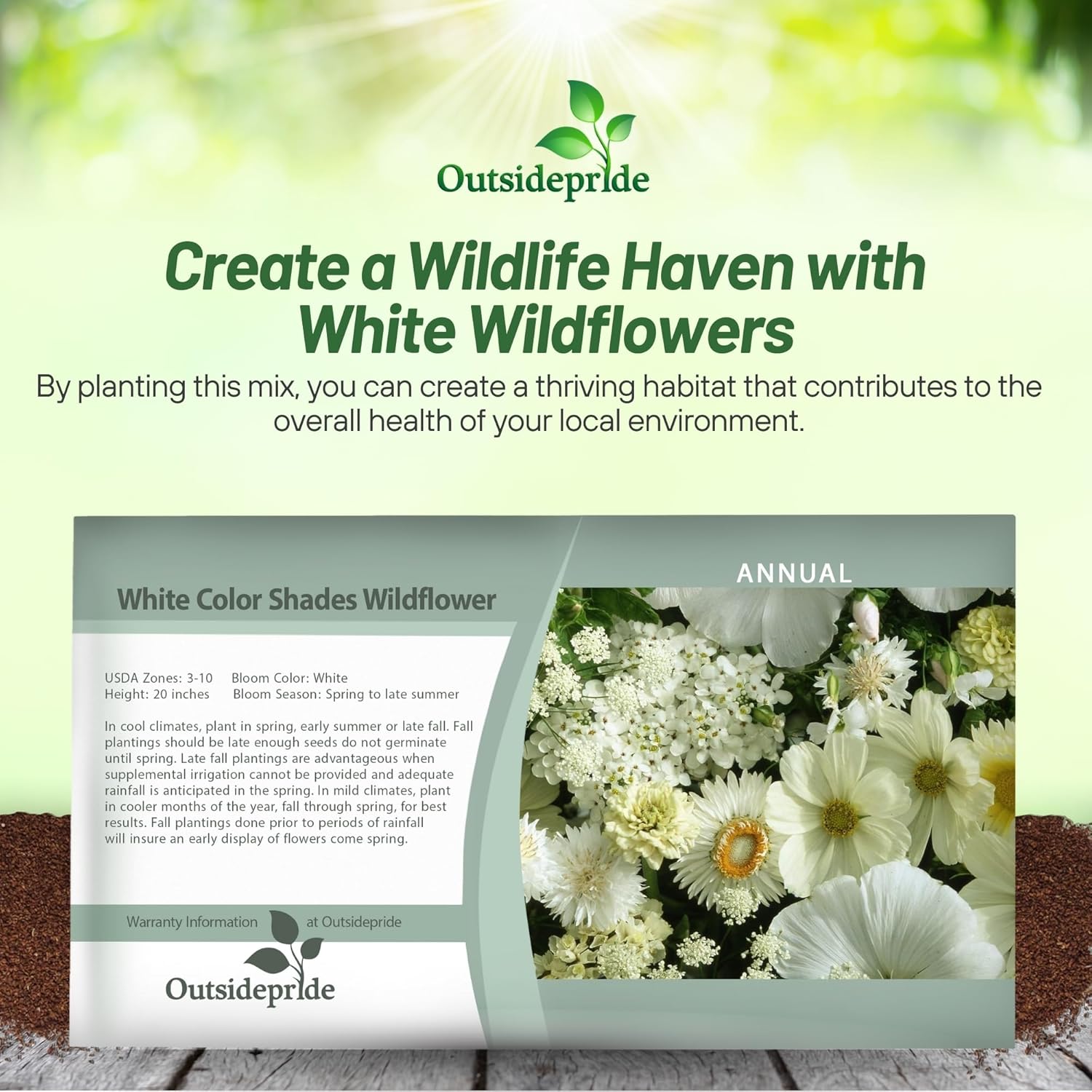 White Wildflowers Seed Packet