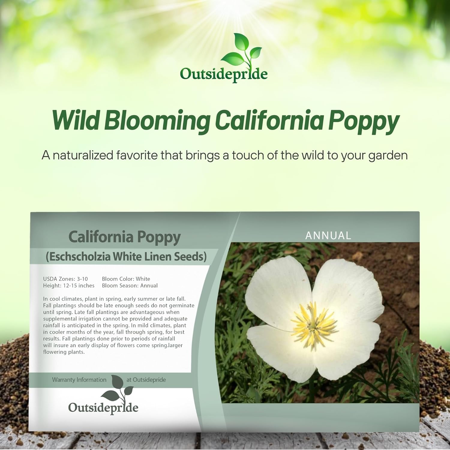 Eschscholzia Californica White Seed Packet